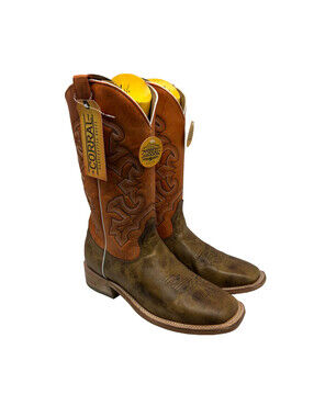 Corral Men's Embroidery Wide Square Toe Western Boots Sand/Orange Size 8.5D